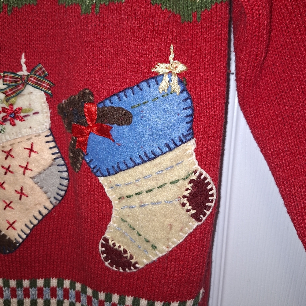 Vintage 1999 Heirloom Collectibles Sweater~Christmas~Holiday Stockings~Small - Picture 7 of 10
